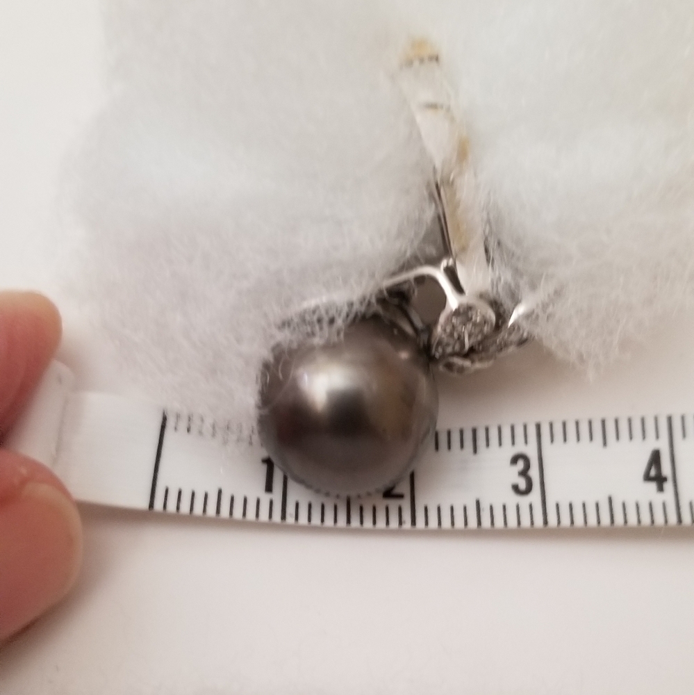 14KT Tahitian Black Pearl & Diamond Ring - Picture 4 of 8